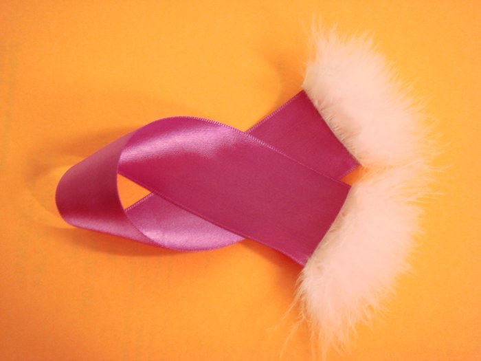 Fushia Satin Ribbon Bookmark with Marabou Trim - Hot Pink