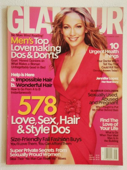 Glamour Magazine September 2000 Issue with Jennifer Lopez on the cover