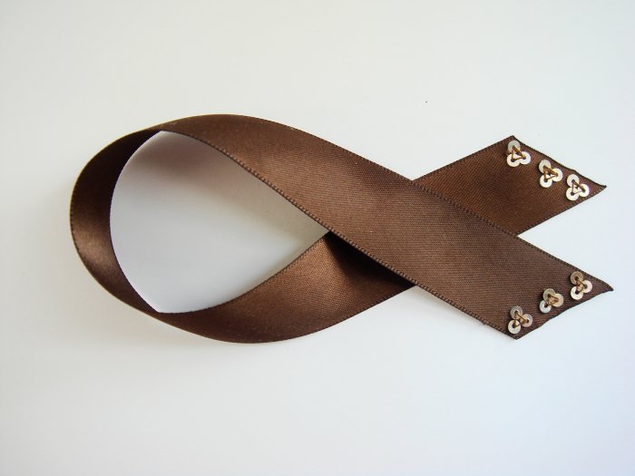 Brown Satin Ribbon Bookmark with Sequin Trim