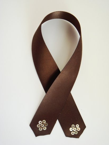 Brown Satin Ribbon Bookmark with Sequin Flower Embelishment