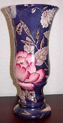 Pink Floral Blue Vase