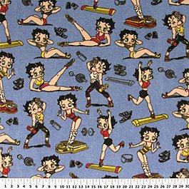 Betty Boop Aerobics on Bright Blue 72x60