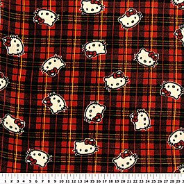 Hello Kitty On Red Plaid 72x60