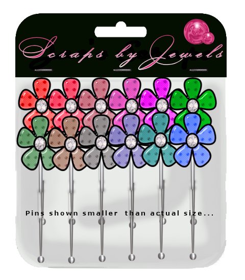 Patterened Flowers Stick Pins