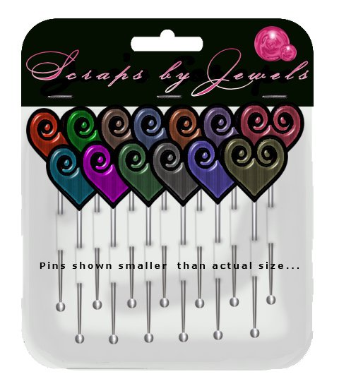 Swirled Hearts Stick Pins