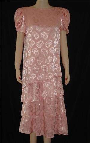Lizzy & Johnny Peach Floral Tiered Church Dress sz 12 Large