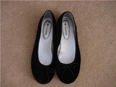 New Black Velour Ballet Flats Girls Sz 4