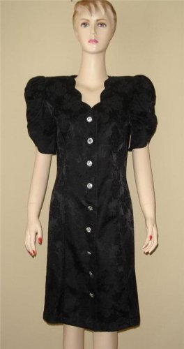 Vintage 80s Black Prom Party Rhinestone Dress 9 / 10 M
