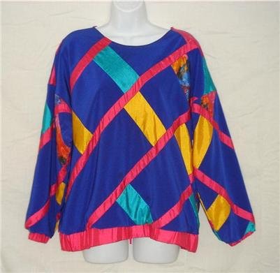 OOAK Handmade Funky Colorful Shirt Medium Blue Pink Med