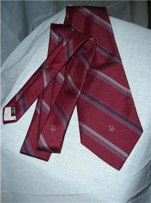 Vintage Dior Logo Tie Maroon Stripes