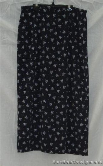 Gap Long Navy Floral Skirt Lined Long Slit Sz 14