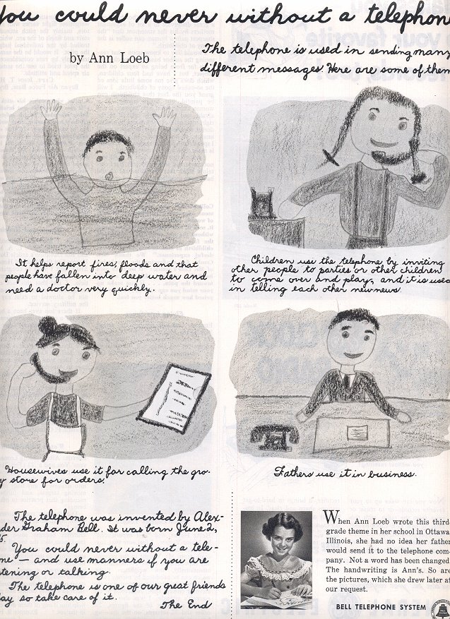 1953 BELL TELEPHONE SYSTEM "YOU COULD NEVER WITHOUT A TELEPHONE" MAGAZINE AD (166)