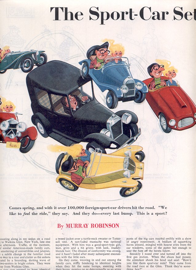 1953 THE (FOREIGN) SPORT CAR SET RIDES AGAIN DOUBLE PAGE MAGAZINE AD (174)