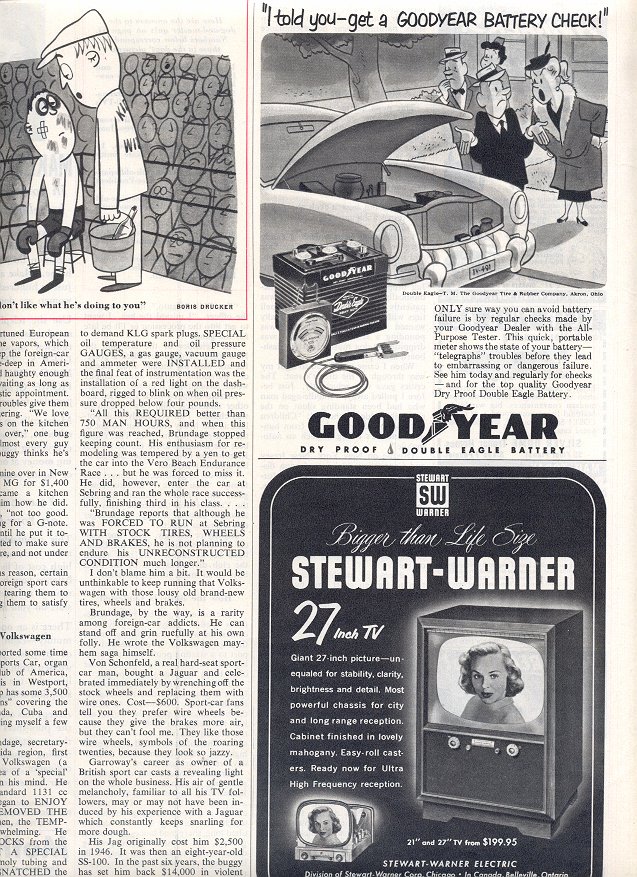 1953 STEWART-WARNER TELEVISION AND GOOD-YEAR BATTERY MAGAZINE AD (184)