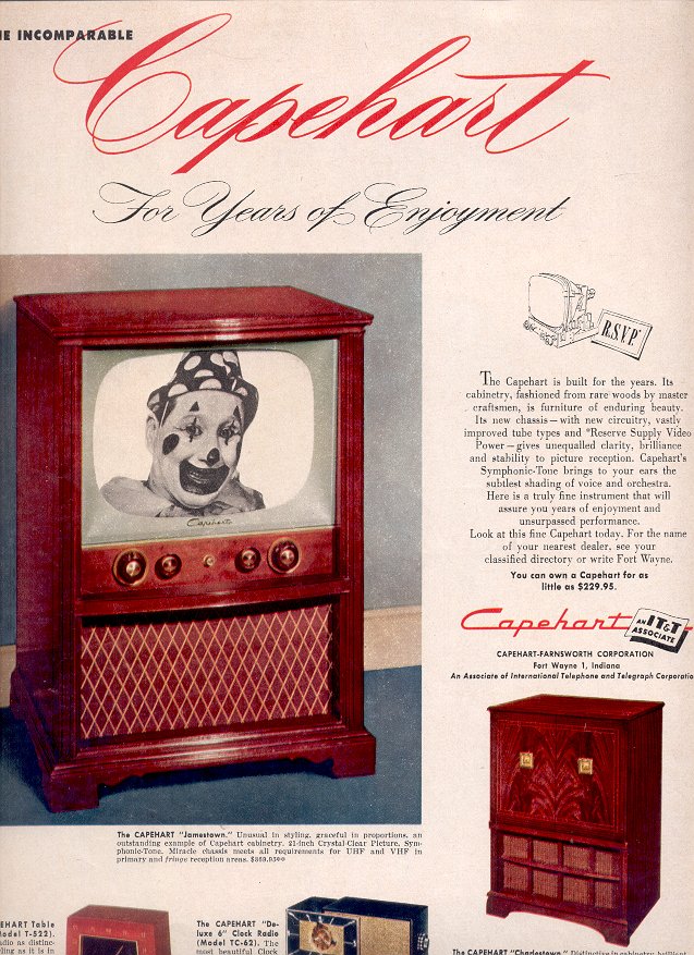 1953 CAPEHART TELEVISIONS AND RADIOS MAGAZINE AD (186)