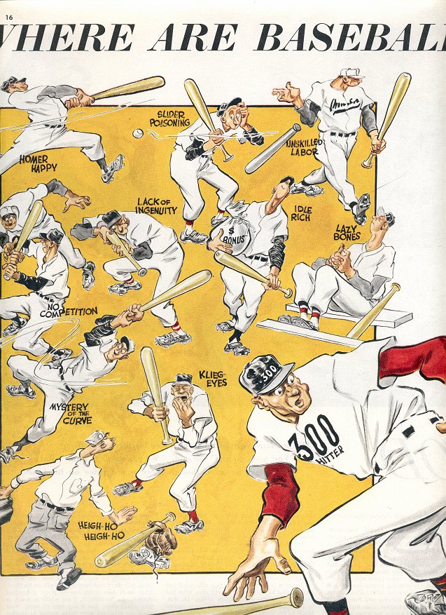 1953 WHERE ARE BASEBALLS .300 HITTERS THREE PAGE MAGAZINE AD (192)