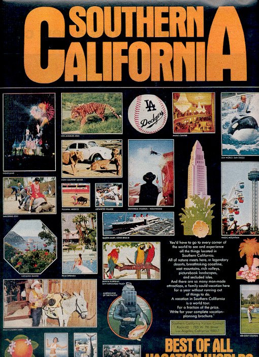 1972 SOUTHERN CALIFORNIA - BEST OF ALL VACATION WORLDS MAGAZINE AD (37)