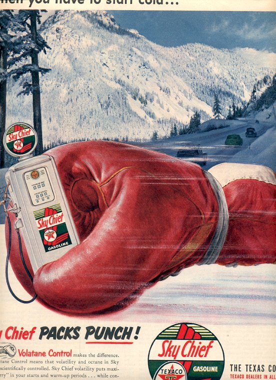 1953 SKY CHIEF TEXACO GASOLINE - THE TEXAS COMPANY MAGAZINE AD (195)