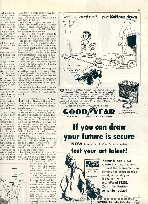 1953 GOOD YEAR DOUBLE EAGLE BATTERY MAGAZINE AD (199)