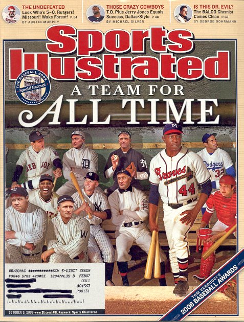 SPORTS ILLUSTRATED MAGAZINE OCTOBER 9 2006 ALL TIME BASEBALL GREATS BACK ISSUE MAGAZINE MINT