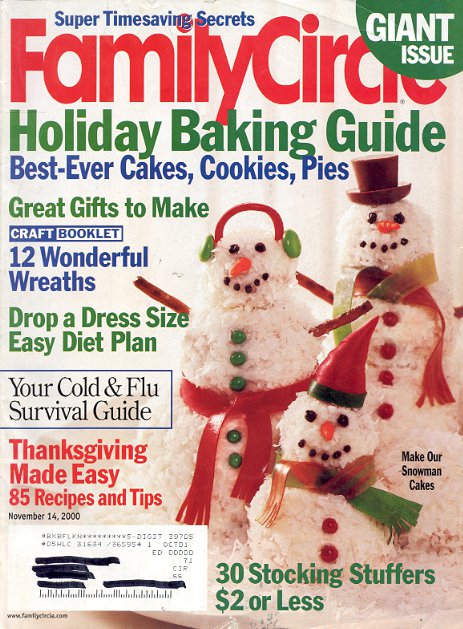 FAMILY CIRCLE NOVEMBER 14 2000 - HOLIDAY BAKING GUIDE BACK ISSUE MAGAZINE NEAR MINT