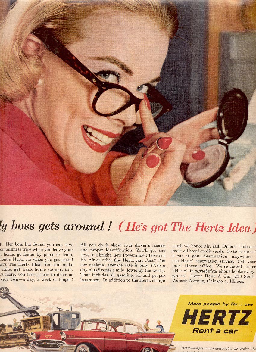 1957 HERTZ RENT A CAR CHEVROLETS MAGAZINE AD (207)