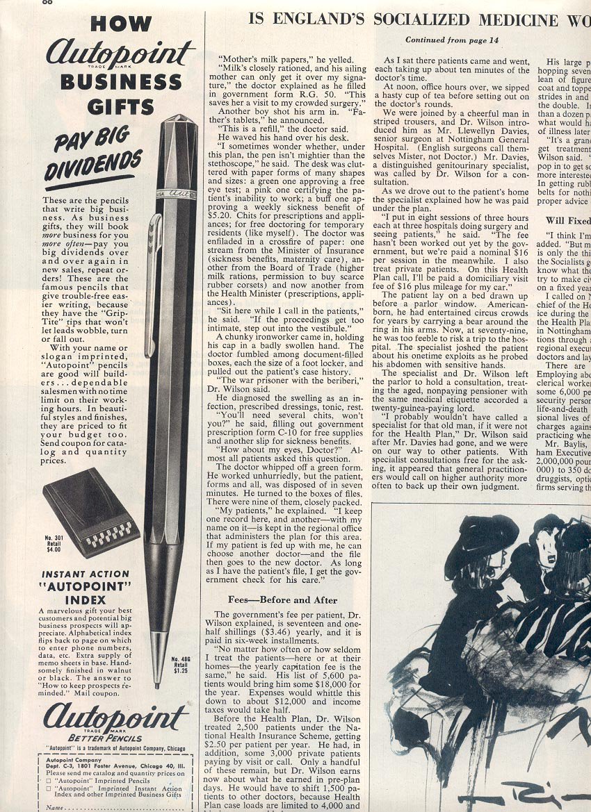 1949 AUTOPOINT PENCILS MAGAZINE AD (224)