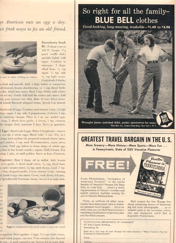 1957 BLUE BELL CLOTHES MAGAZINE AD (247)