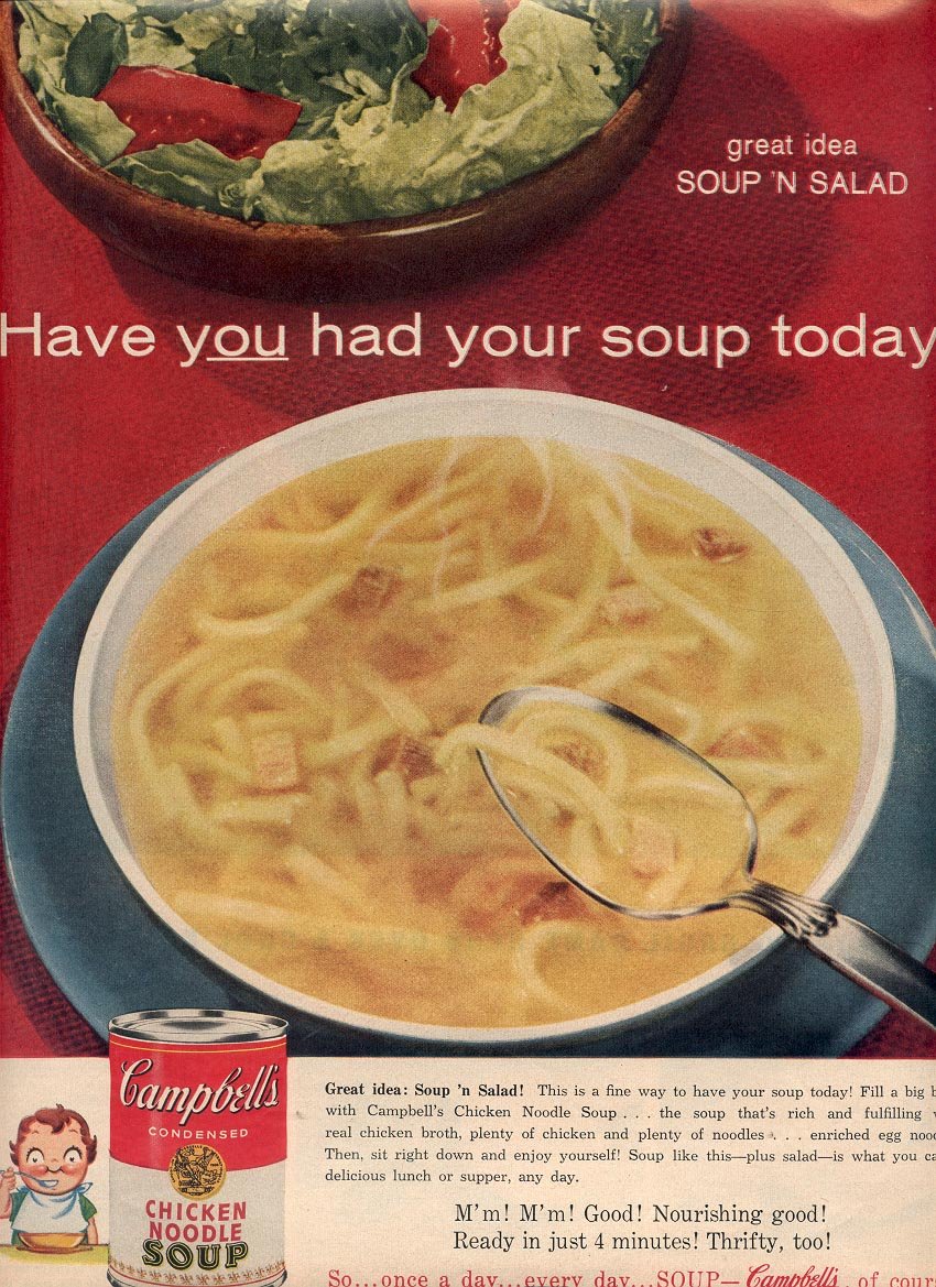 1958 CAMPBELL'S CHICKEN NOODLE SOUP MAGAZINE AD (258)