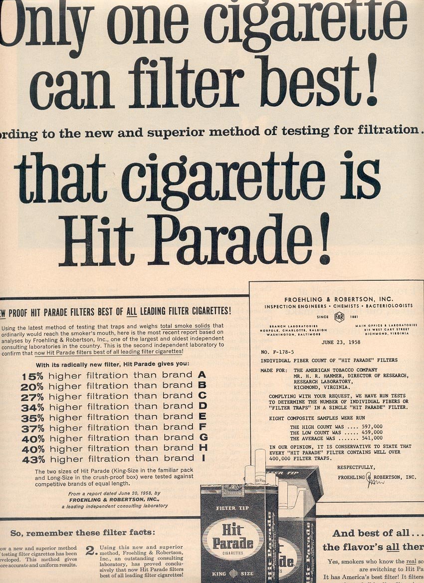 1958 HIT PARADE CIGARETTES MAGAZINE AD (274)