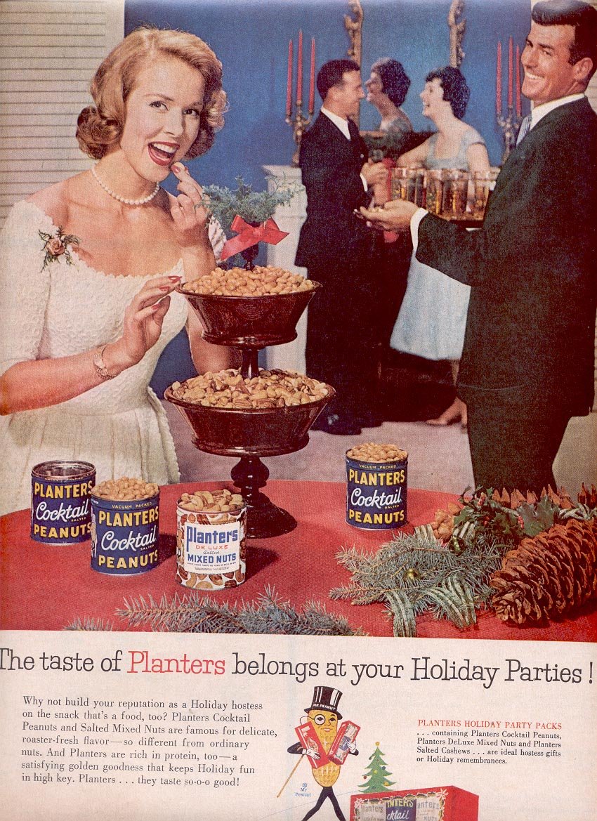 1959 PLANTERS NUTS FOR YOUR HOLIDAY PARTIES MAGAZINE AD (303)