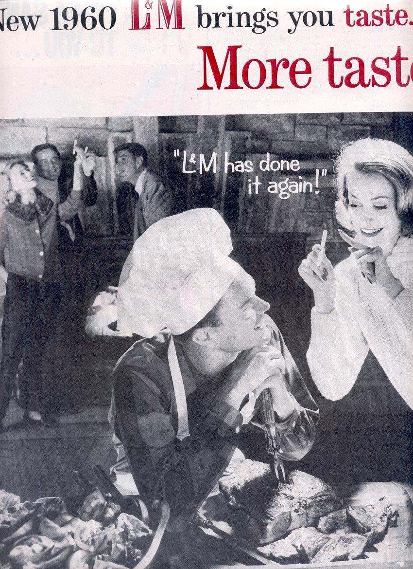 1959 L & M MIRACLE TIP CIGARETTES DOUBLE PAGE MAGAZINE AD (307)