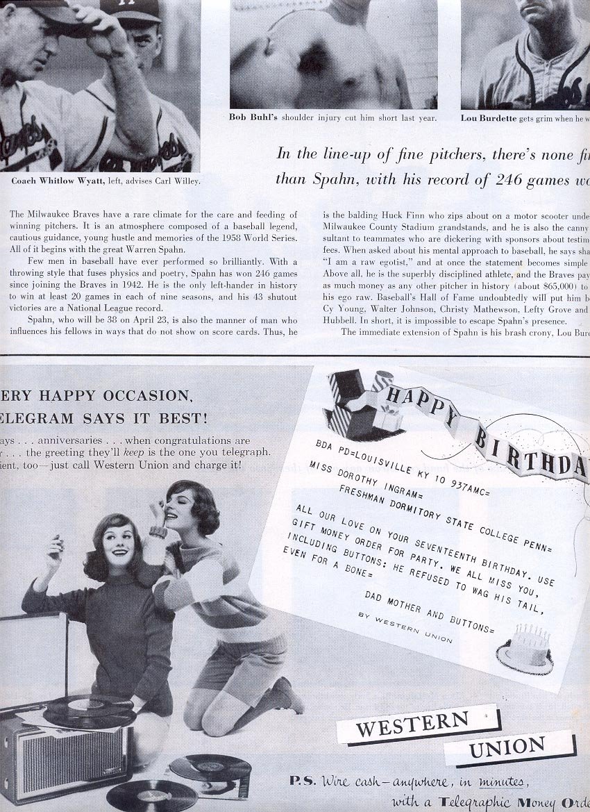 1959 WESTERN UNION TELEGRAMS MAGAZINE AD (313)