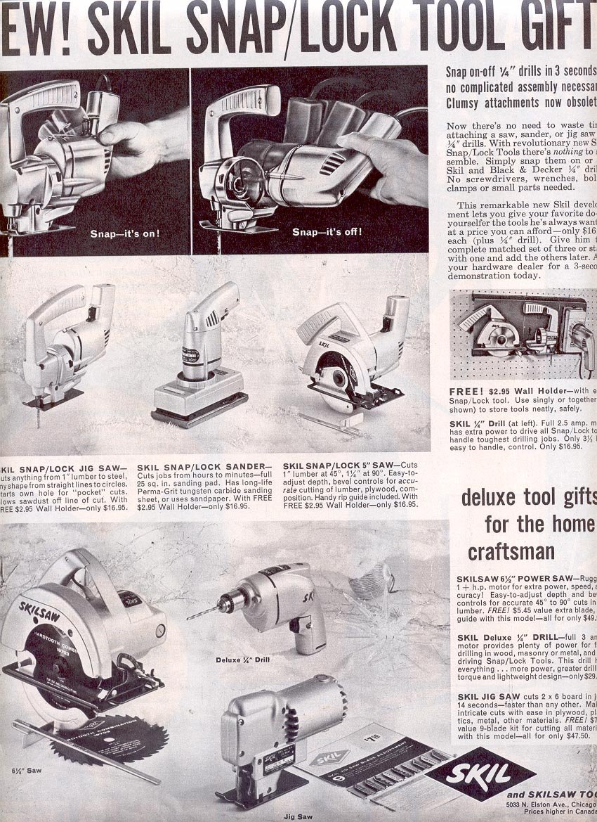 1959 NEW SKIL SNAP & LOCK TOOLS MAGAZINE AD (319)