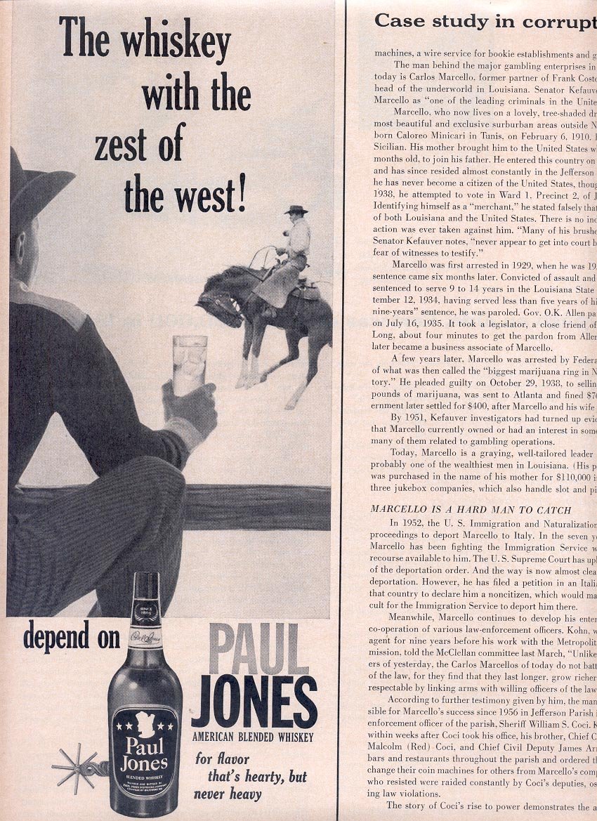 1959 PAUL JONES AMERICAN BLENDED WHISKEY MAGAZINE AD (321)