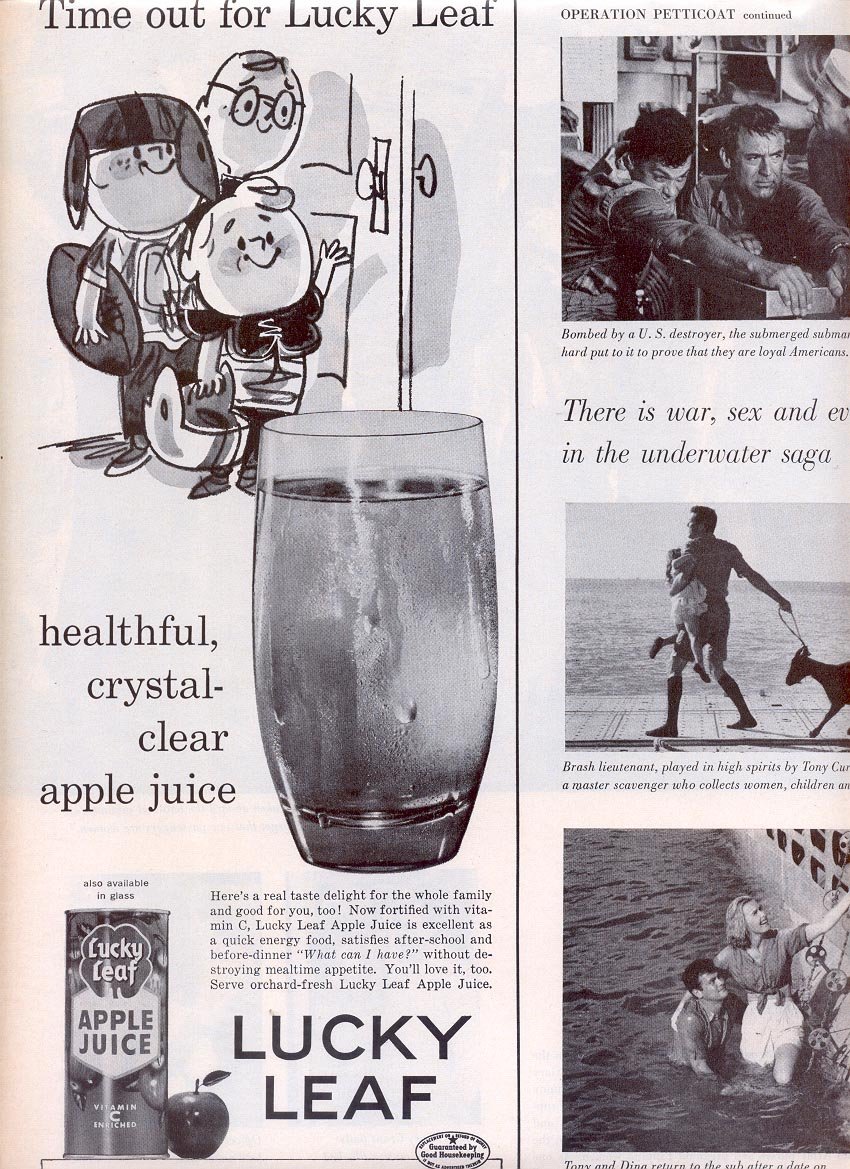 1959 LUCKY LEAF APPLE JUICE MAGAZINE AD (323)