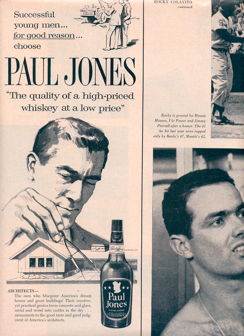 1959 PAUL JONES AMERICAN BLENDED WHISKEY AND ARCHITECTS MAGAZINE AD (336)