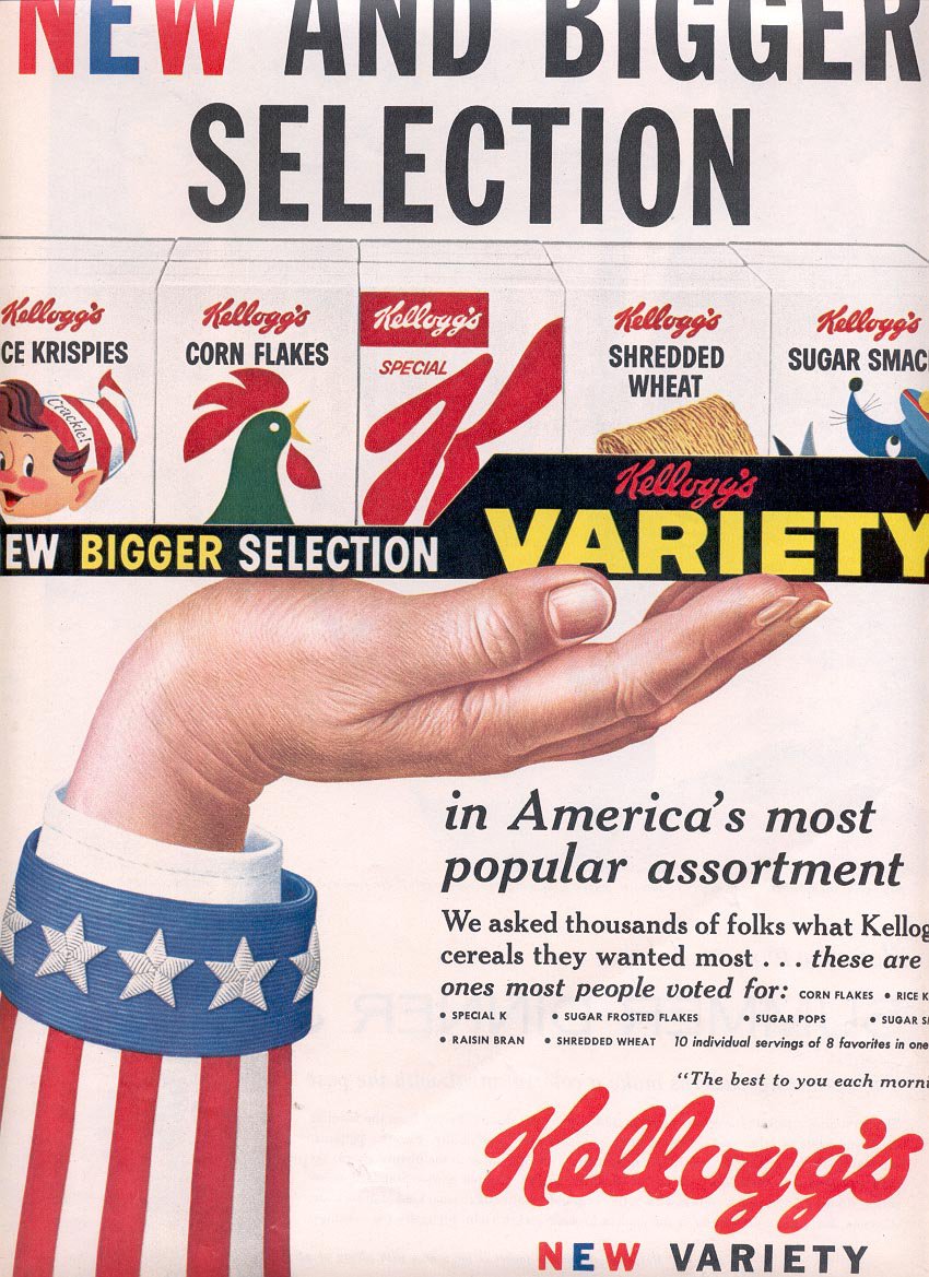 1959 KELLOGG'S NEW VARIETY CEREALS MAGAZINE AD (342)