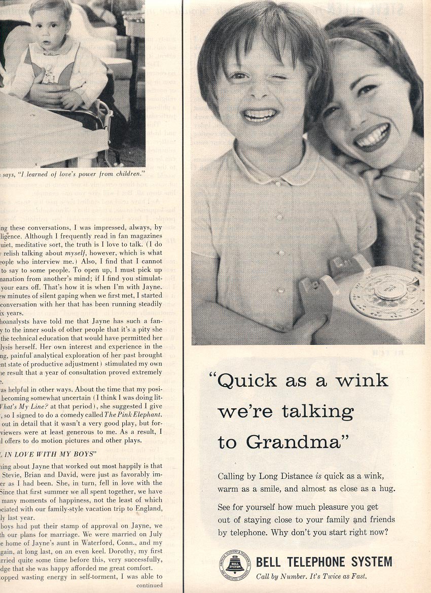 1959 BELL TELEPHONE SYSTEMS - QUICK AS A WINK WE'RE TALKING TO GRANDMA MAGAZINE AD (378)