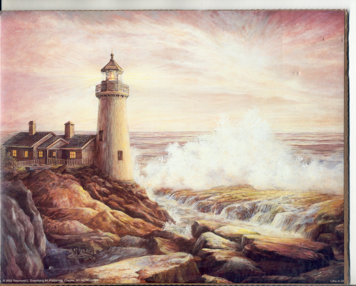 2002 PRINT #50: LIGHTHOUSE ON THE ROCKS 8 X 10 NEAR MINT