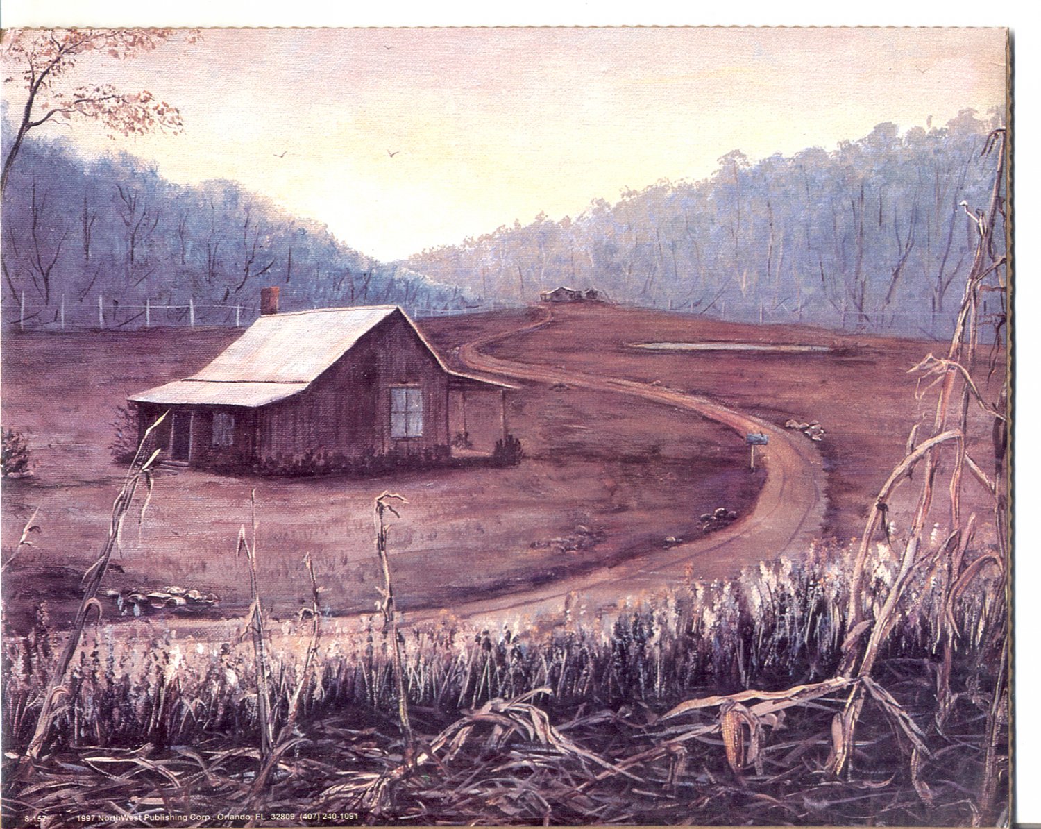 1997 PRINT #28: OLD CABIN WITH CORN FIELD IN FRONT 8 X 10 MINT
