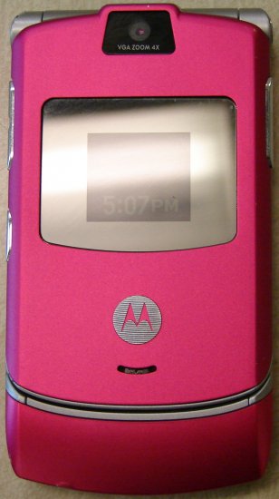 Used T-mobile Motorola RAZR V3 GSM Cell Phone Specical Edition Hot Pink (MAGENTA)