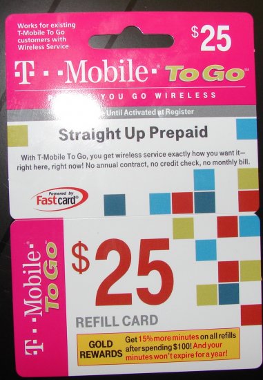 NEW $25 T-mobile Prepaid To Go Refill Card