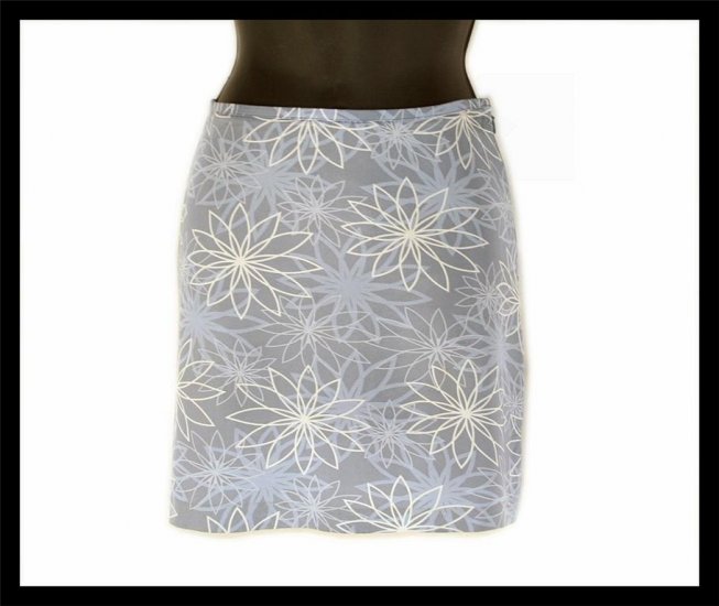 ESPRIT gray RETRO MOD silver floral flowers SKIRT miniskirt 5/6 S small thin