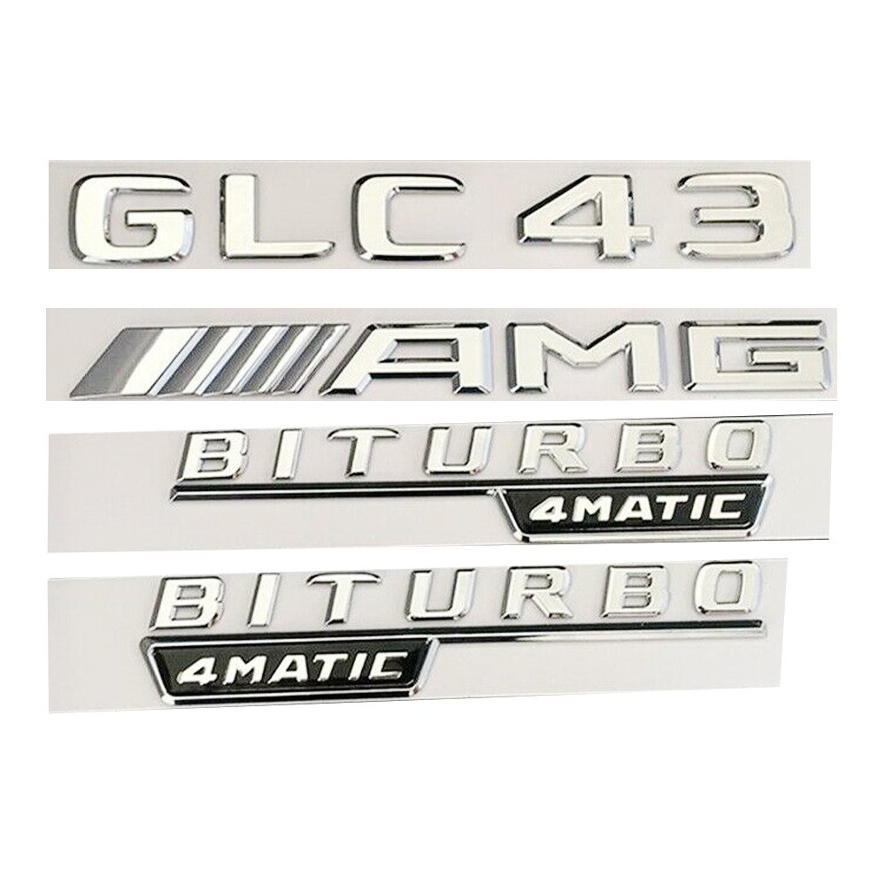 Chrome Glc Amg Biturbo Matic Trunk Badges Emblems For Mercedes Benz X