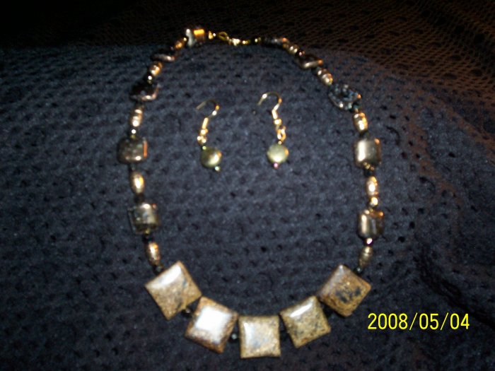 Bronzonite Necklace and Earrings