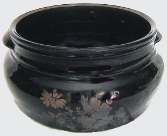Black purple amethyst large planter silver flowers vintage
