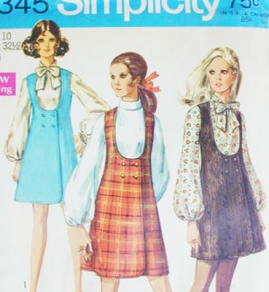 Simplicity 8345 vintage sewing pattern misses jumper & blouse sz 10 uncut 1969 issue