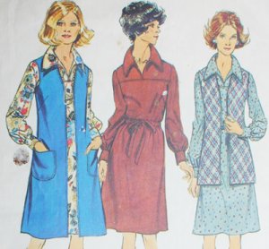 Simplicity 5915 vintage 1973 sewing pattern long vest yoke dress sz 14 1/2