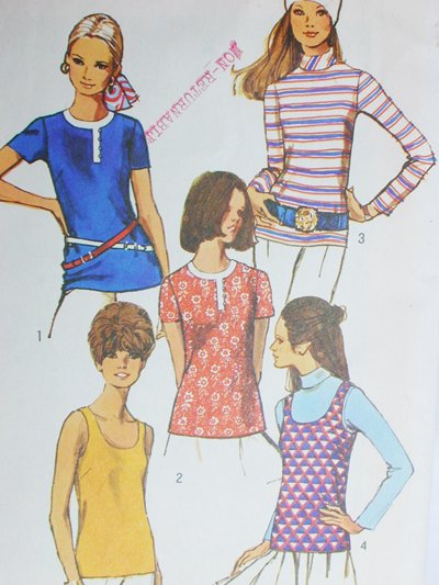 Simplicity 8834 vintage sewing pattern 1970 bouse tank top size 12 UNCUT